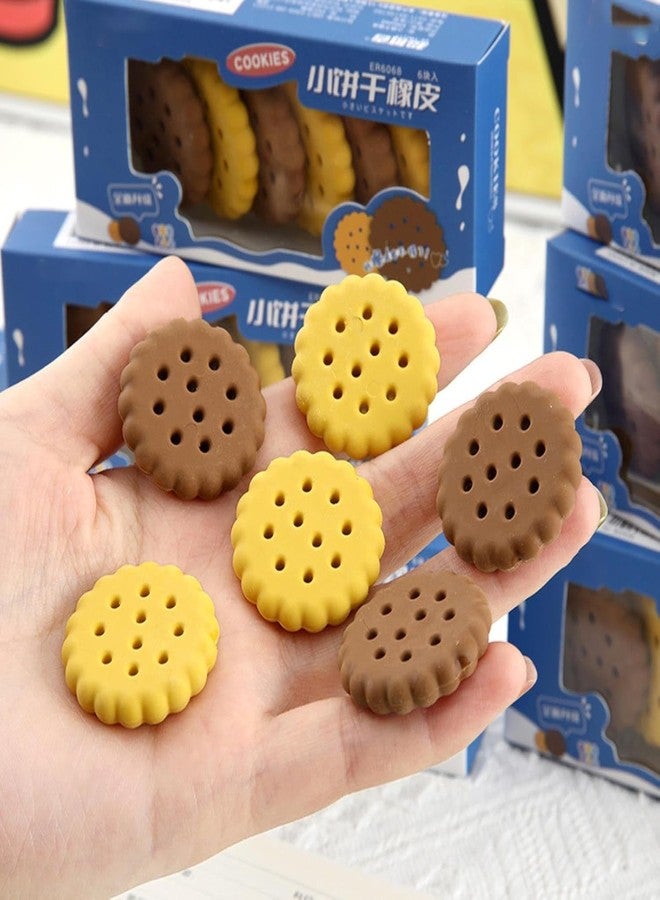 SSKR Biscuit Cookie Shape Erasers for Kids | Fun & Non-Toxic Stationery Eraser for School & Return Gifts | Cute Cartoon Style Erasers (Pack of 12 Pcs) - Image 1